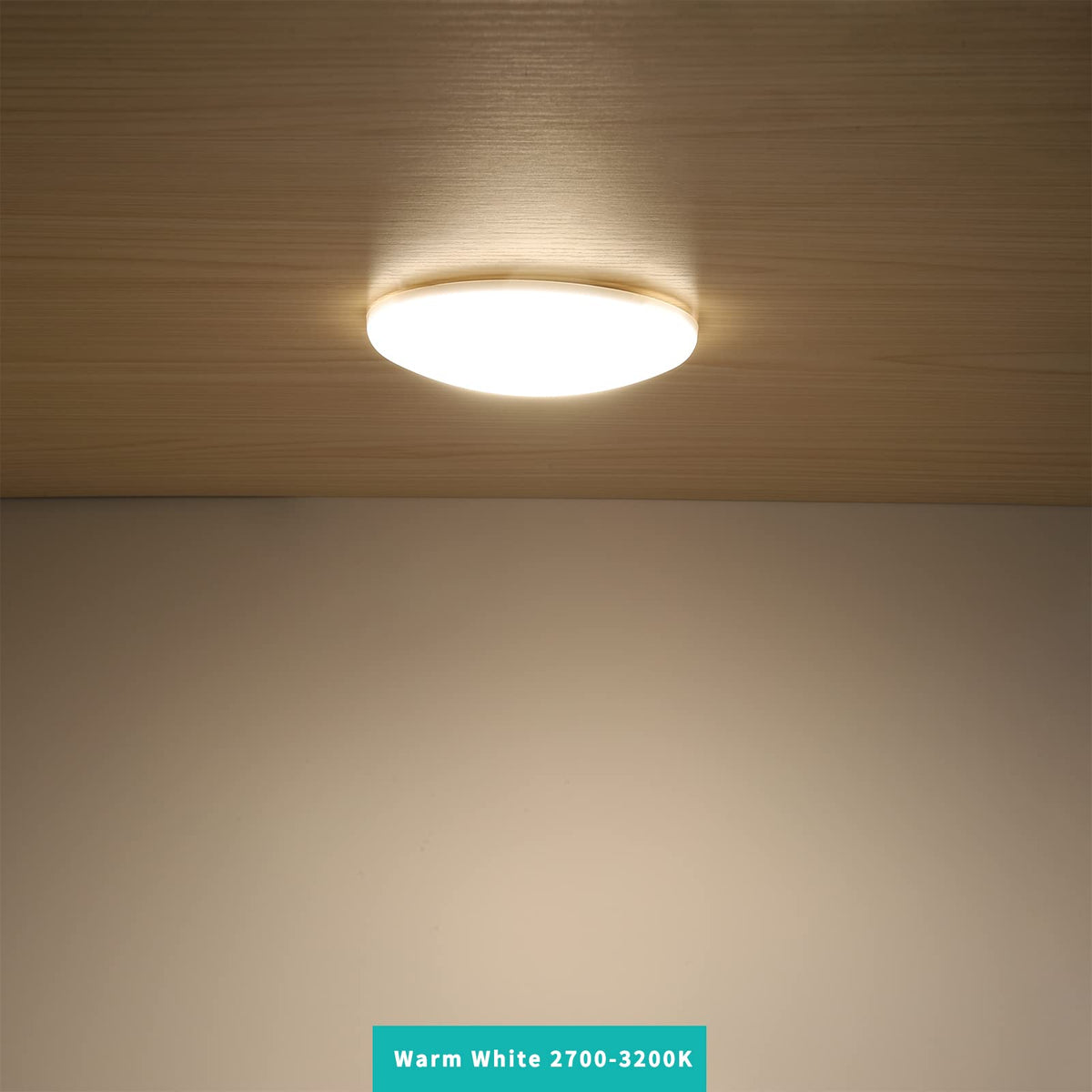 RVZONE puck lights in camper van interior creating cozy warm-light ambiance