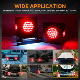 RVZONE trailer at night with lights on illustrating strong road-edge visibility