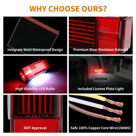 RVZONE side marker lights set staged to show color and mounting options