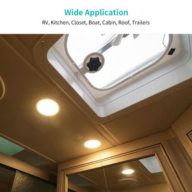 RVZONE slim side profile of puck light showing low 0.8 inch thickness benefit