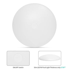 RVZONE puck beside ruler showing 4.5-inch scale for fit verification