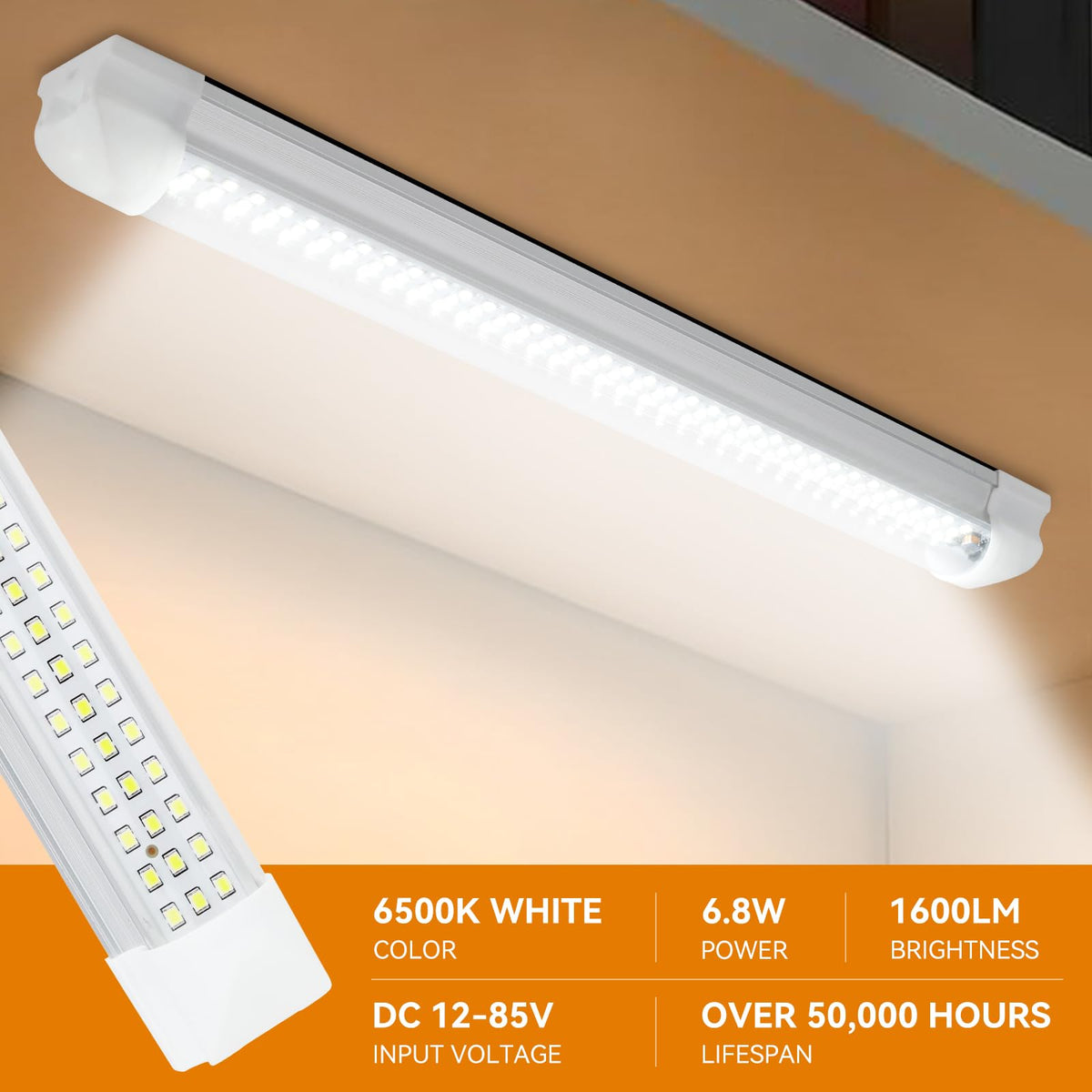 RVZONE detailed view of high-transmittance PC cover protecting LEDs and evening even light