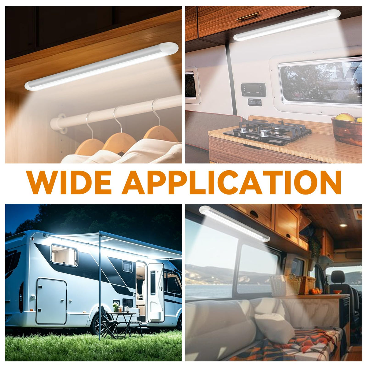 RVZONE installed in camper van creating bright task lighting for work and cooking