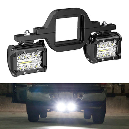 RYANSTAR front view of tow hitch LED pods showing compact durable mount and bright output
