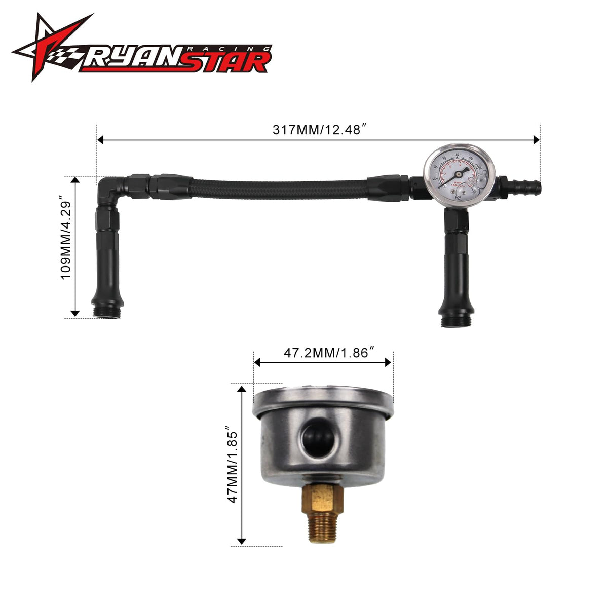 RYANSTAR RACING braided stainless nylon hose close-up showing heat resistance