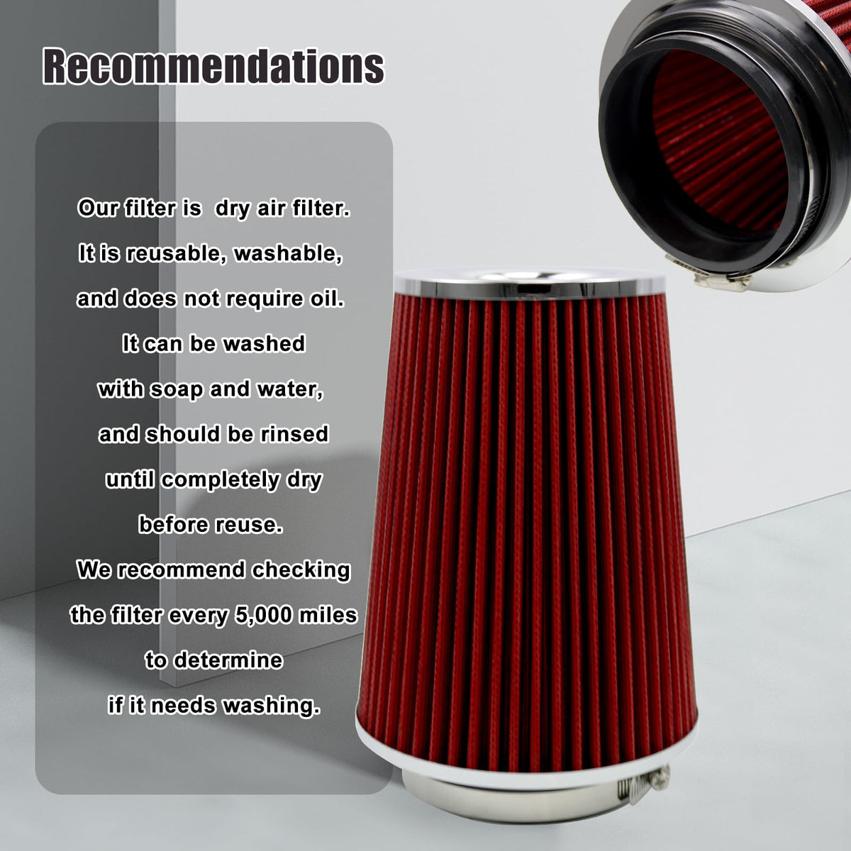 RYANSTAR RACING cone filter on workbench illustrating easy installation and maintenance