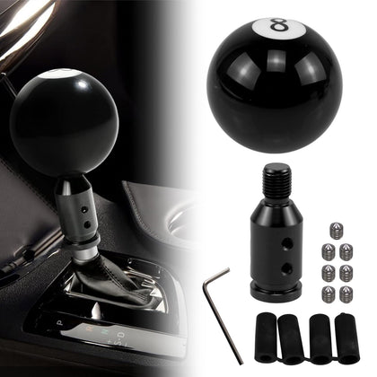 RYANSTAR RACING front view of black 8-ball shift knob showing fit and finish benefits