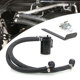 RYANSTAR RACING front-mounted catch can showing compact fit and neat routing