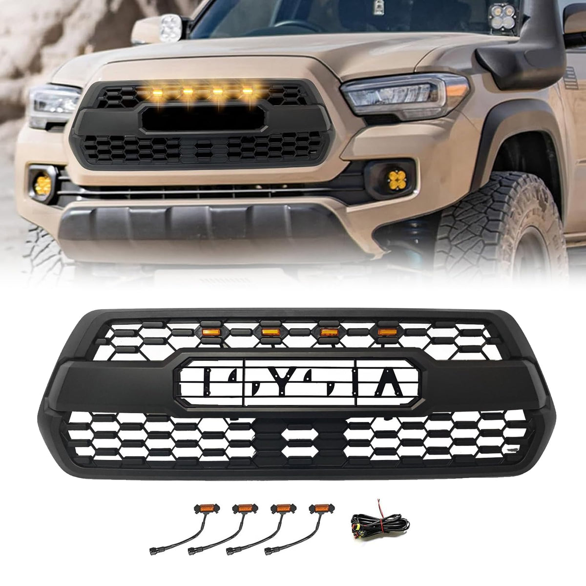 Ryansunoro front grill full view showing bold matte black finish and fit