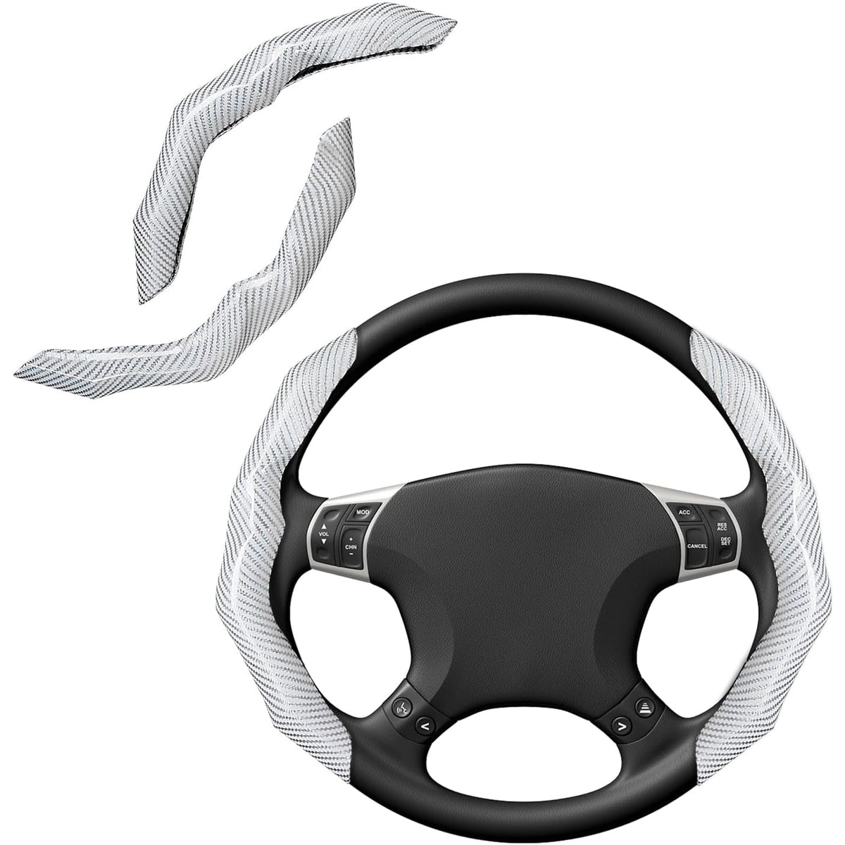RYCELYSIAN front view of white carbon fiber cover showing sporty upgrade benefit