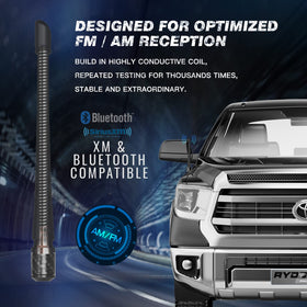 Rydonair antenna being screwed into a Toyota Tundra base for quick installation
