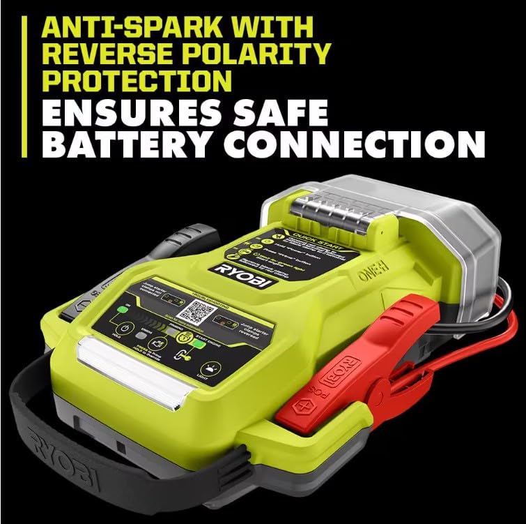 RYOBI LED work light illuminating a dark roadside scene for improved visibility