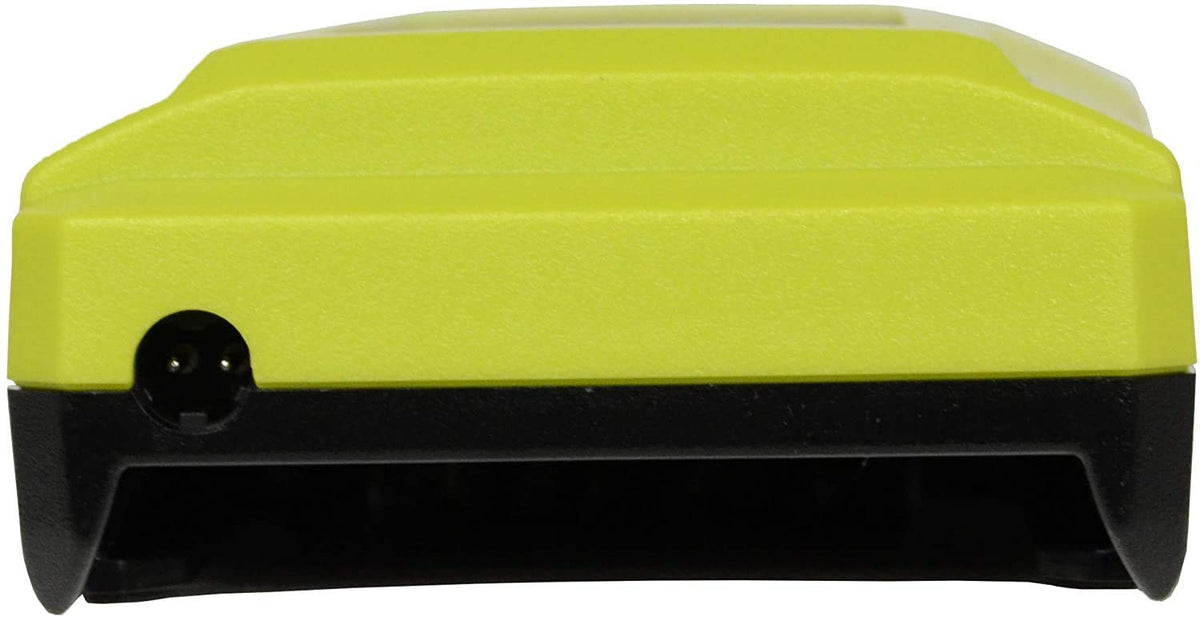 RYOBI OP404 in workshop on shelf near tools, convenient space-saving charger