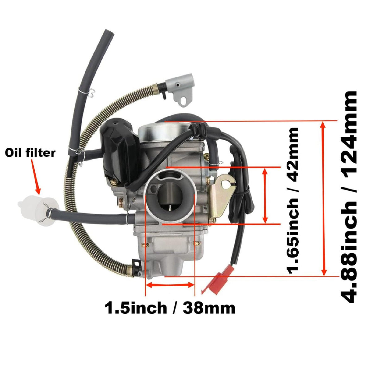 RYTIME carburetor with air-fuel filter attached for cleaner intake