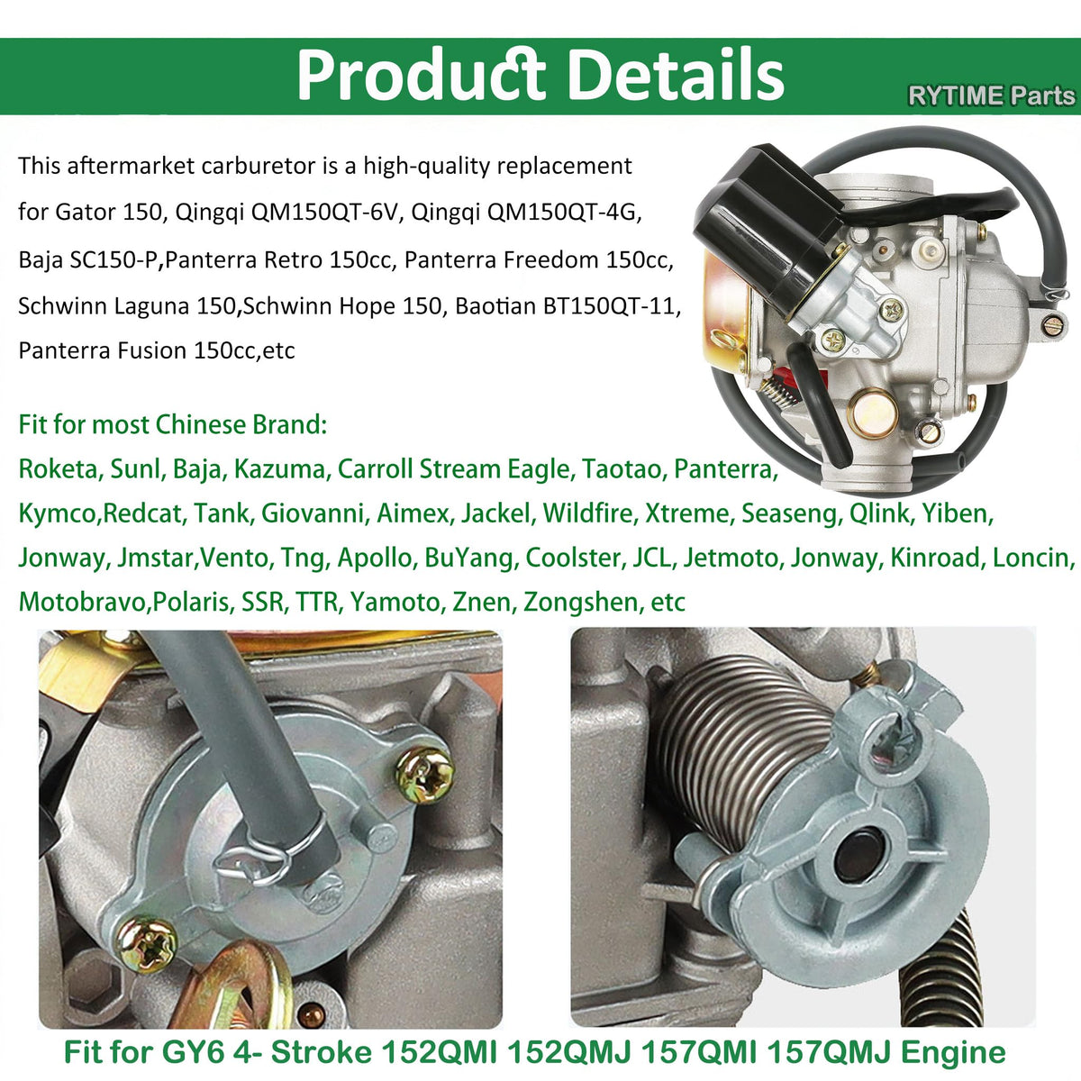 RYTIME close-up of electric choke assembly improving cold starts