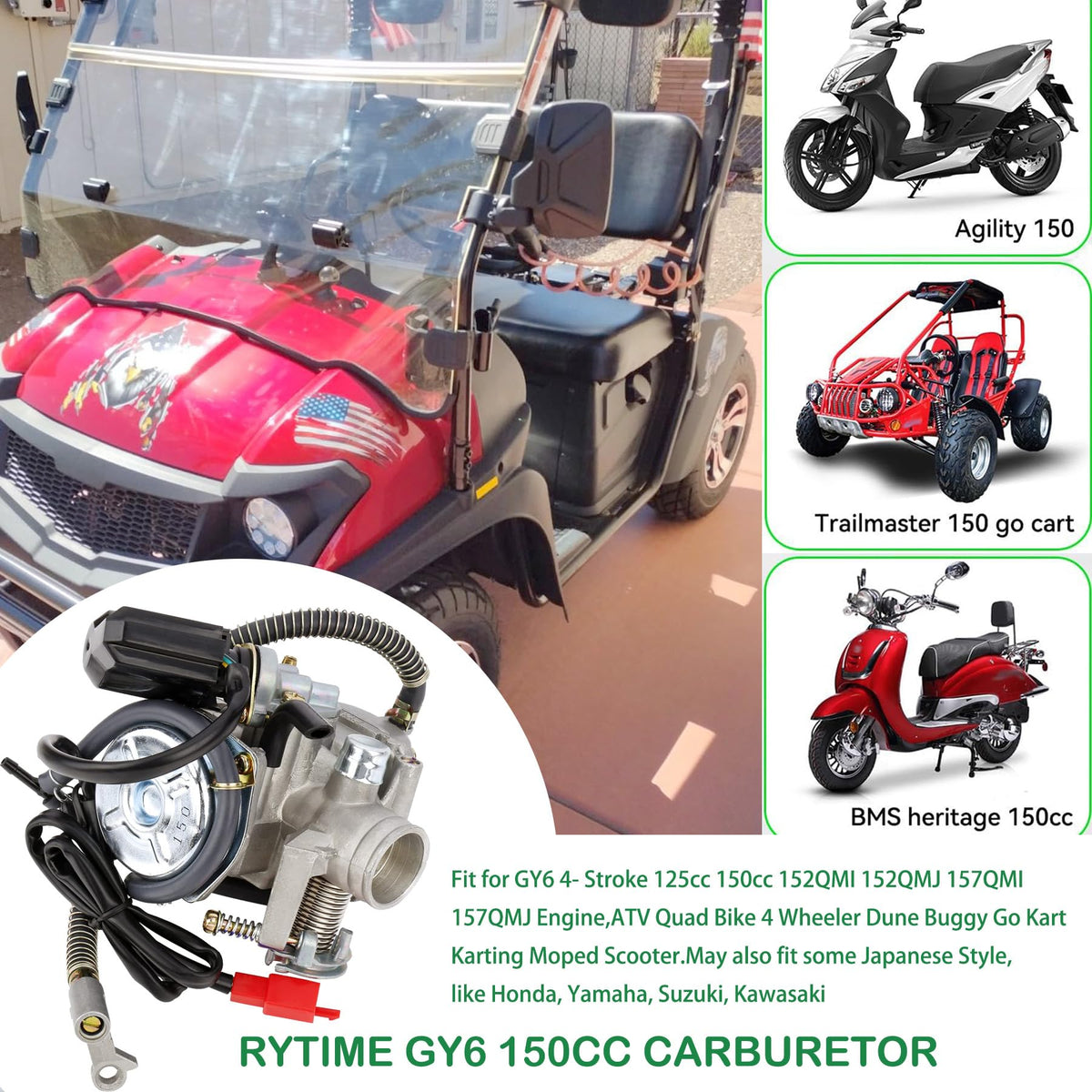 RYTIME carburetor side detail highlighting machining and throttle linkage benefit