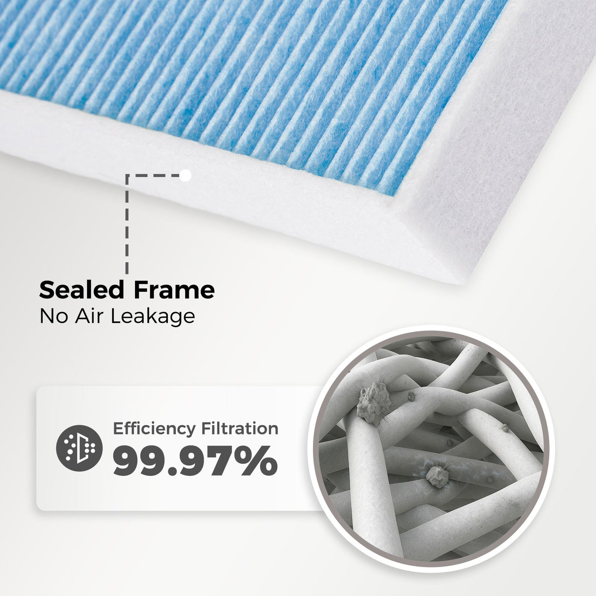 ryvclim cabin HEPA filter detail showing fine media for improved in-cabin filtration