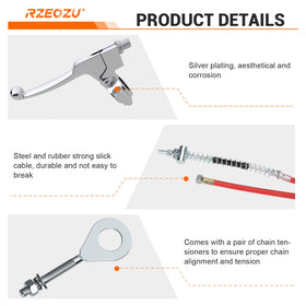 RZEOZU 67-inch brake cable with end fittings showing easy routing and reliable pull