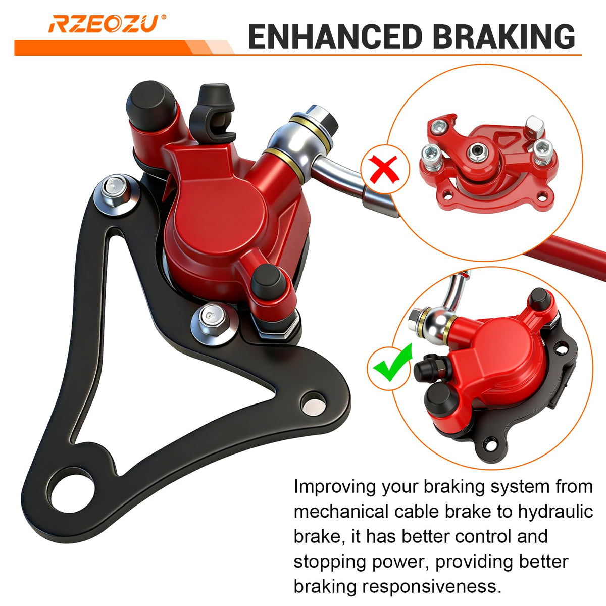 RZEOZU brake pads and mounting hardware laid out for quick installation