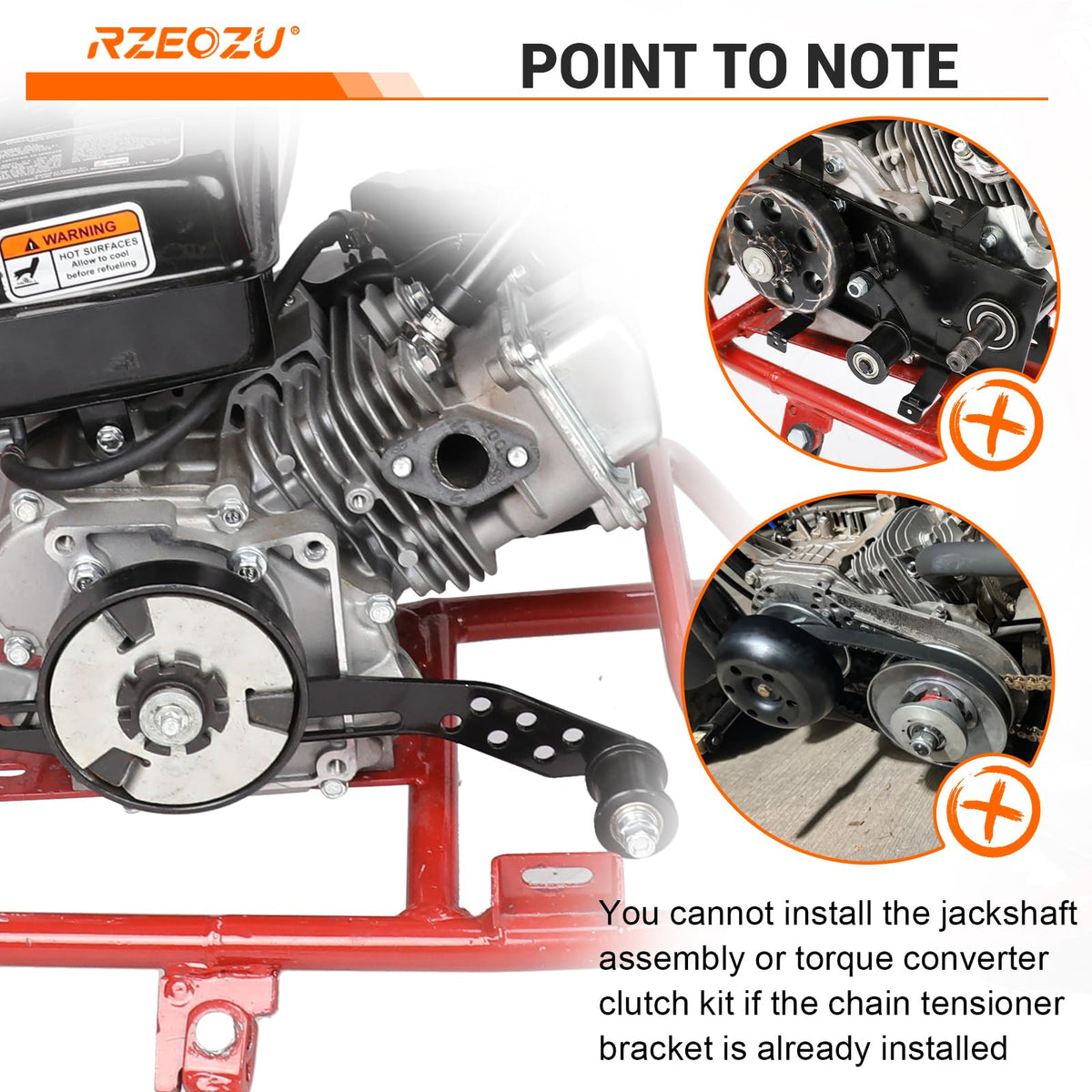 RZEOZU tensioner guiding chain during minibike use for safer rides