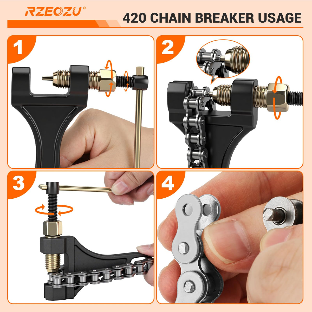 RZEOZU side-by-side 42 link and 90 link chains showing length options for sizing
