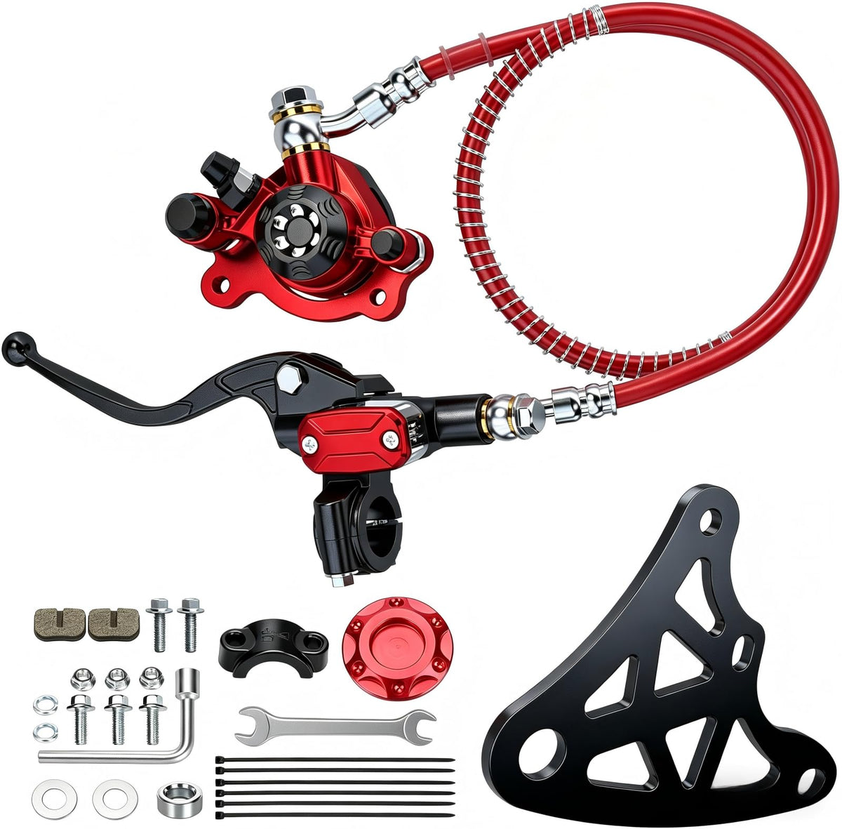 RZEOZU front assembly packaging showing complete hydraulic brake kit and easy identification