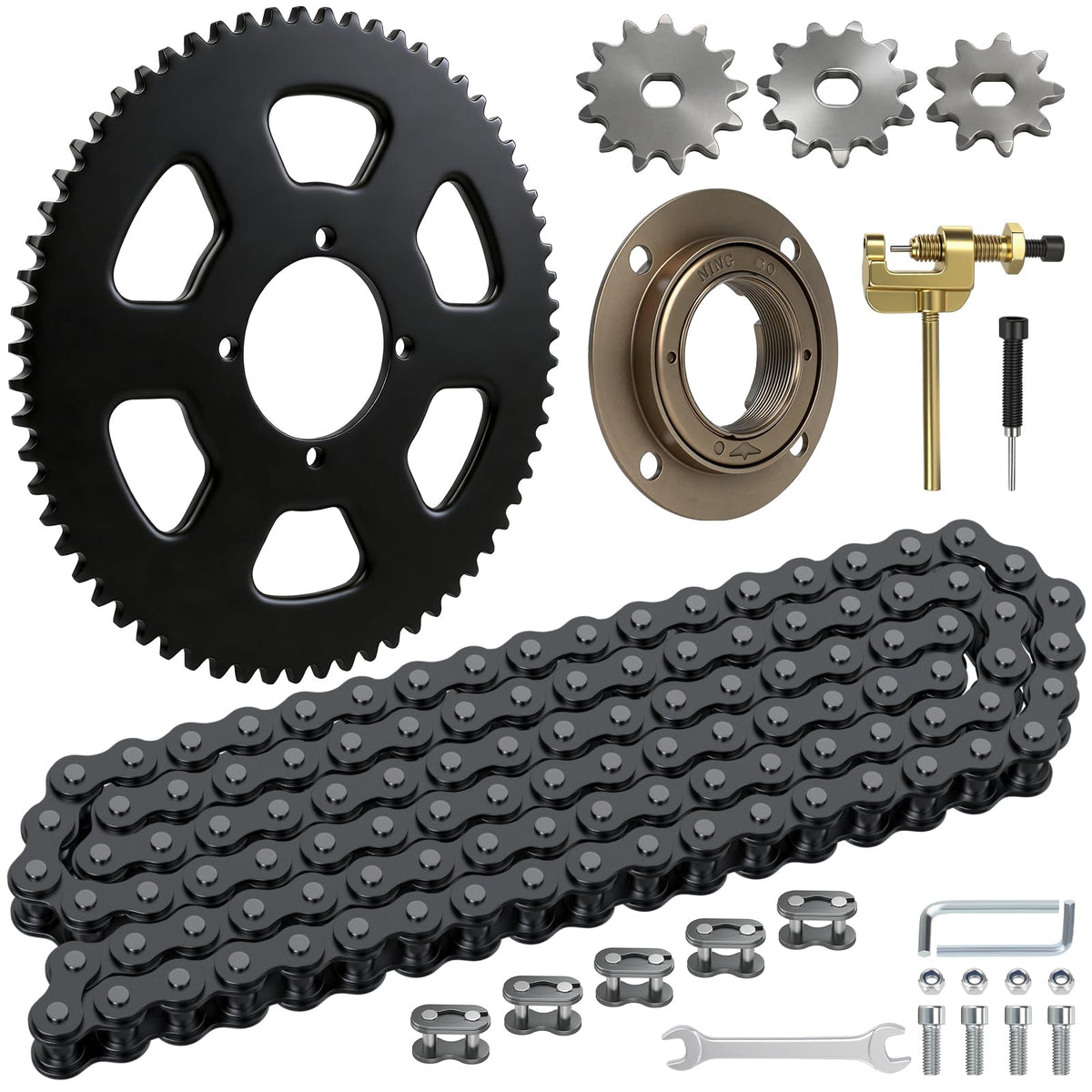 RZEOZU front packaging showing chain and 65T sprocket, durable replacement benefit
