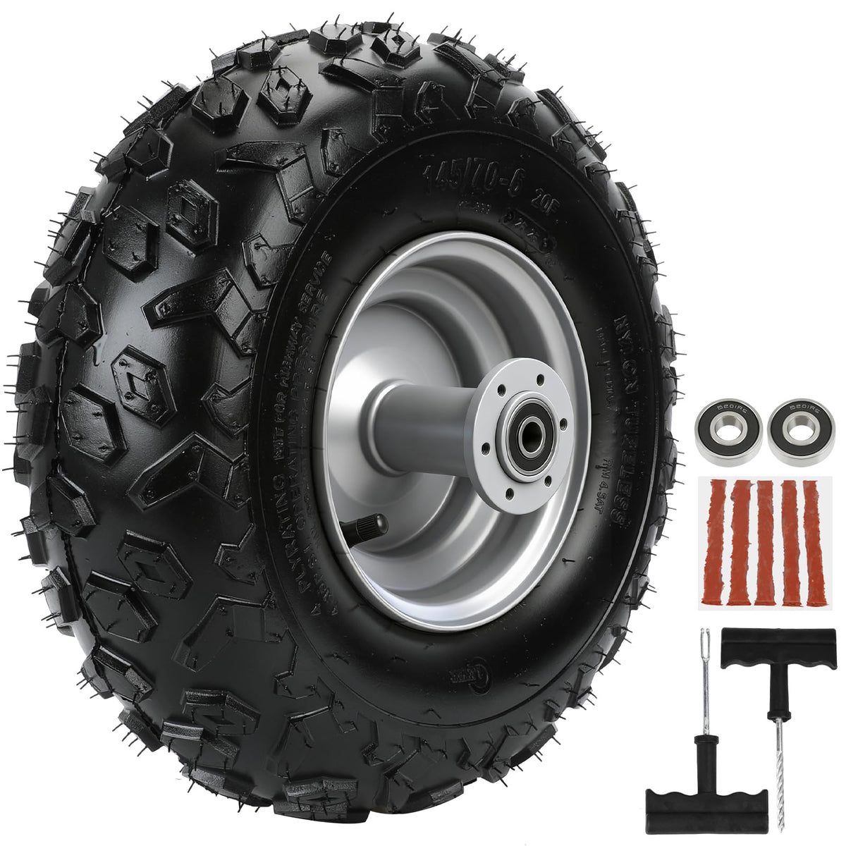 RZEOZU front wheel assembly showing complete rim and tire for fit confirmation