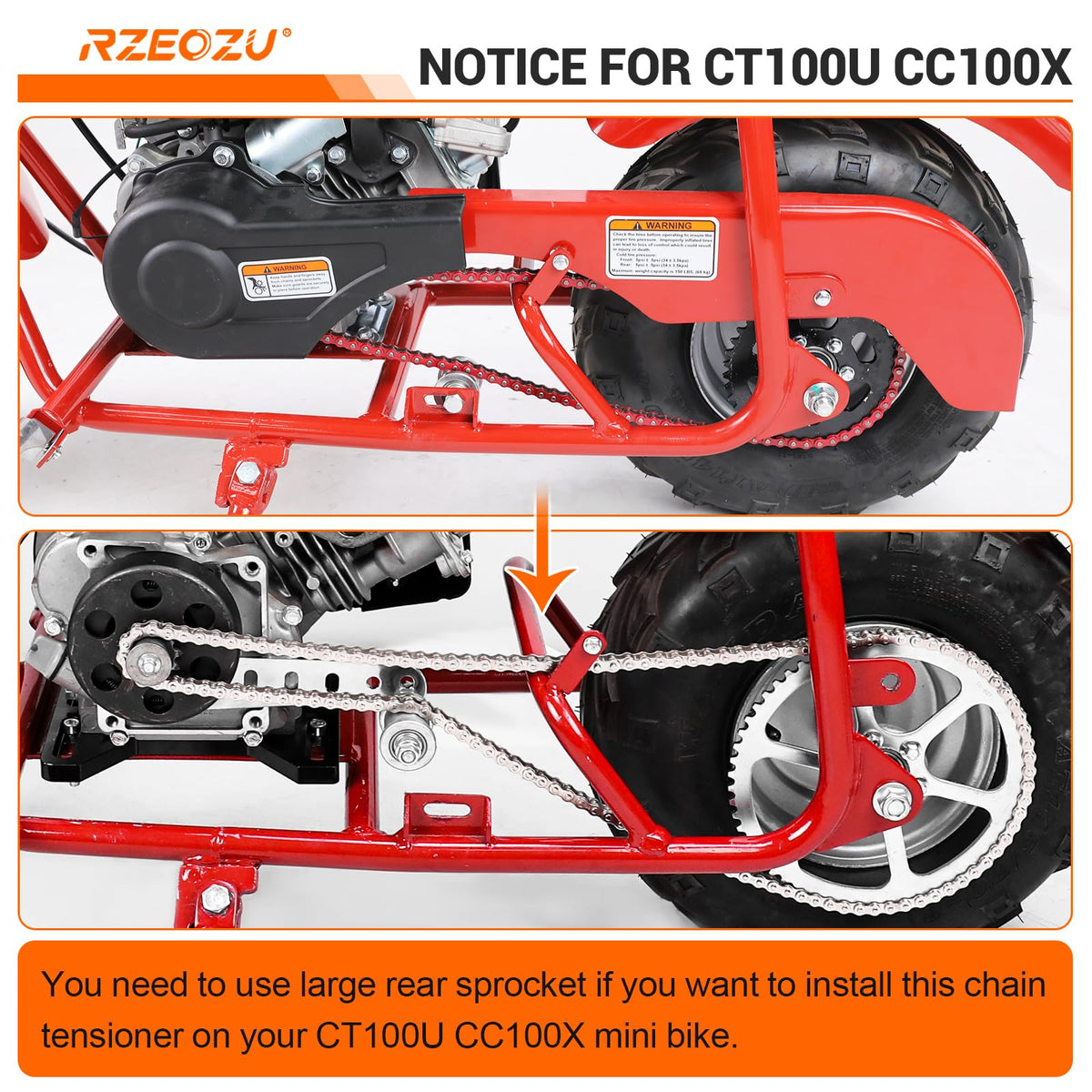 RZEOZU installation orientation guide demonstrating correct assembly