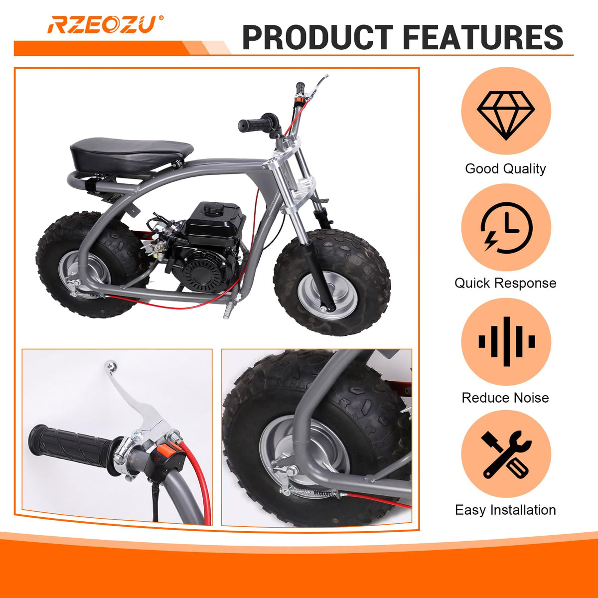 RZEOZU brake assembly installed on minibike showing improved stopping control during use