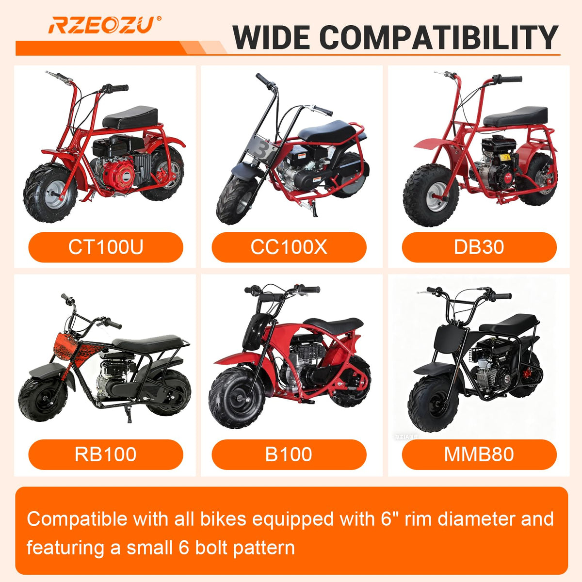 RZEOZU installed on mini bike rear wheel demonstrating proper fit benefit