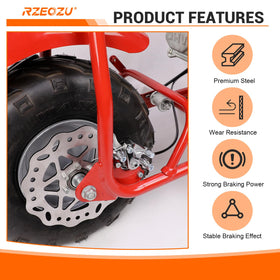 RZEOZU lifestyle ride shot depicting confident braking on a minibike