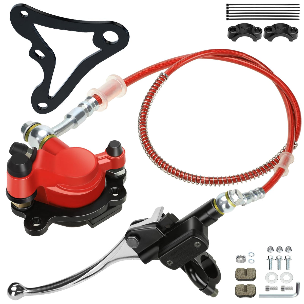 RZEOZU mini bike hydraulic kit front view showing complete assembly and direct-fit benefits