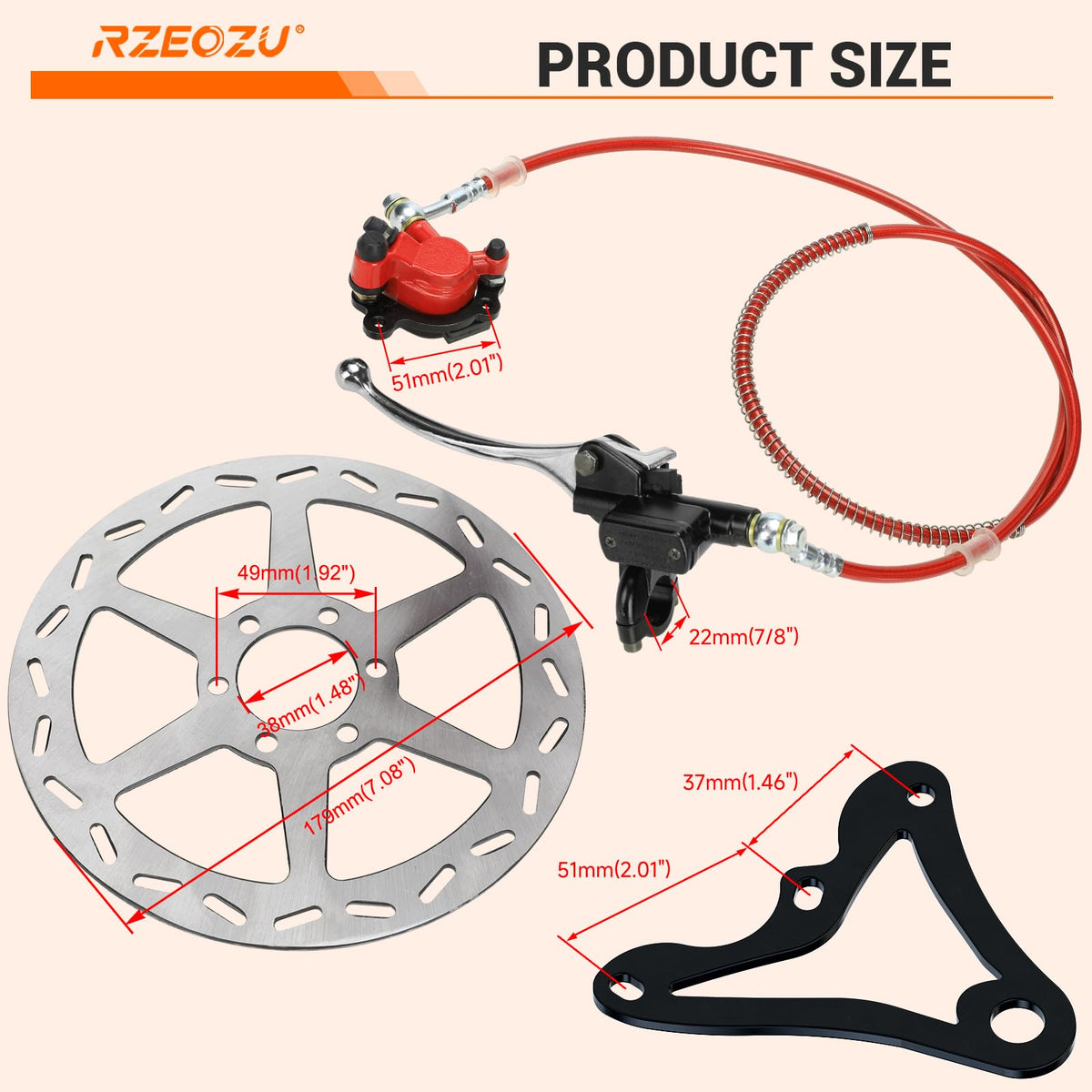 RZEOZU mounted on minibike rear illustrating enhanced braking performance