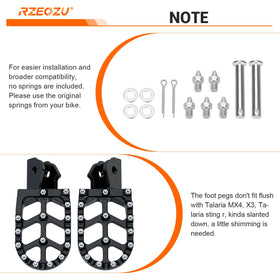RZEOZU pegs mounted on Surron Sur Ron LBX demonstrating direct replacement fit