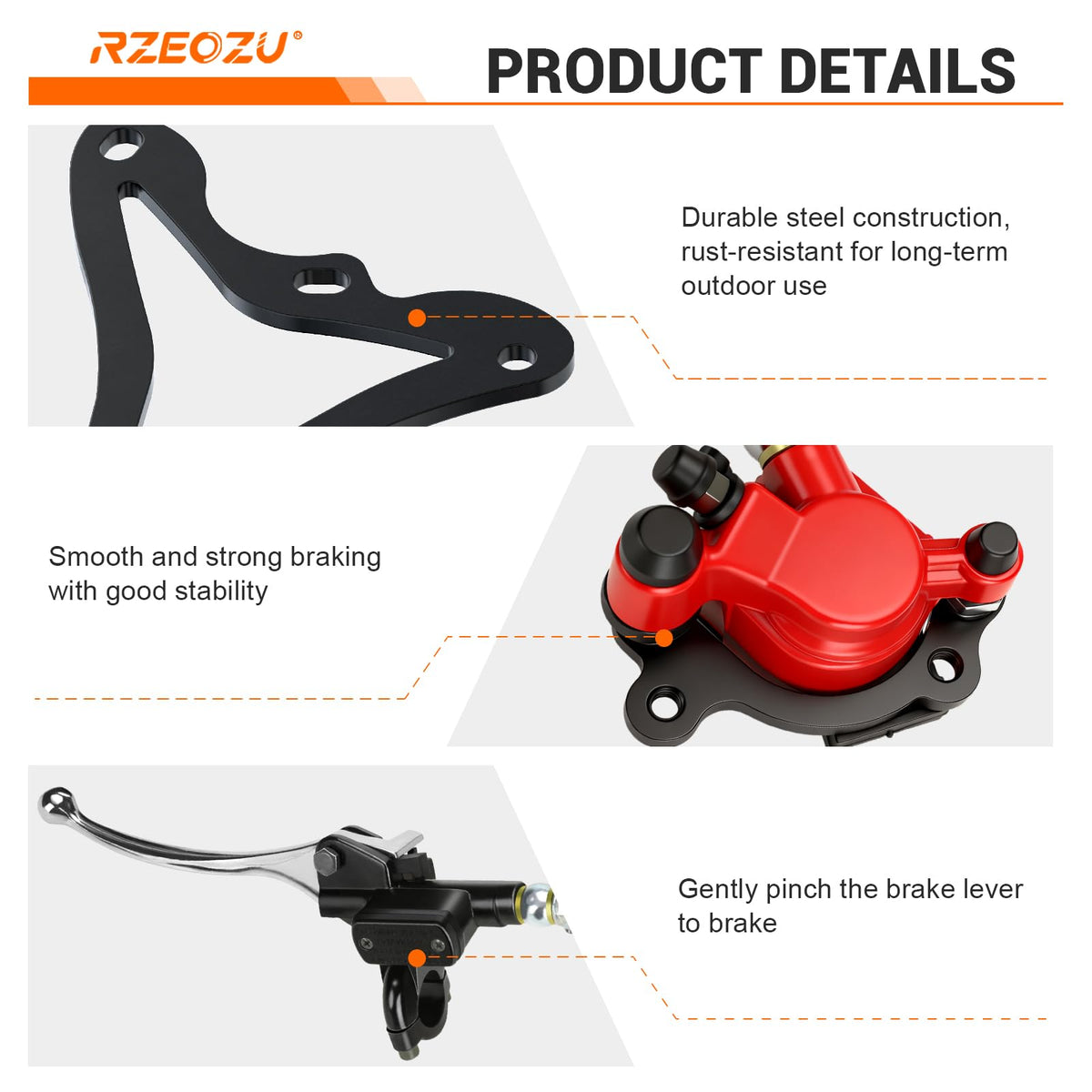 RZEOZU mounting hardware and components organized for quick bolt-on install