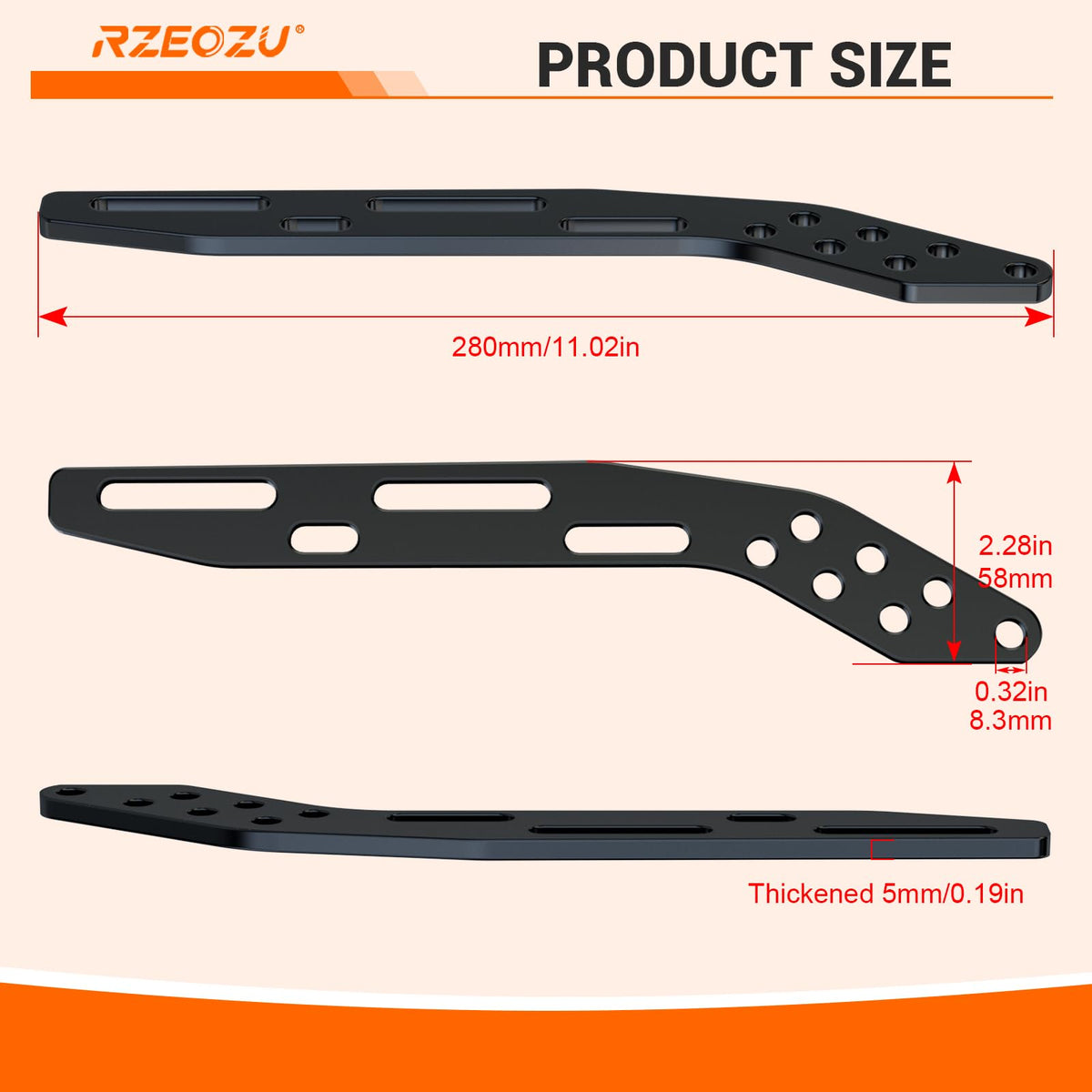 RZEOZU bracket beside wrench showing compact size and easy fit