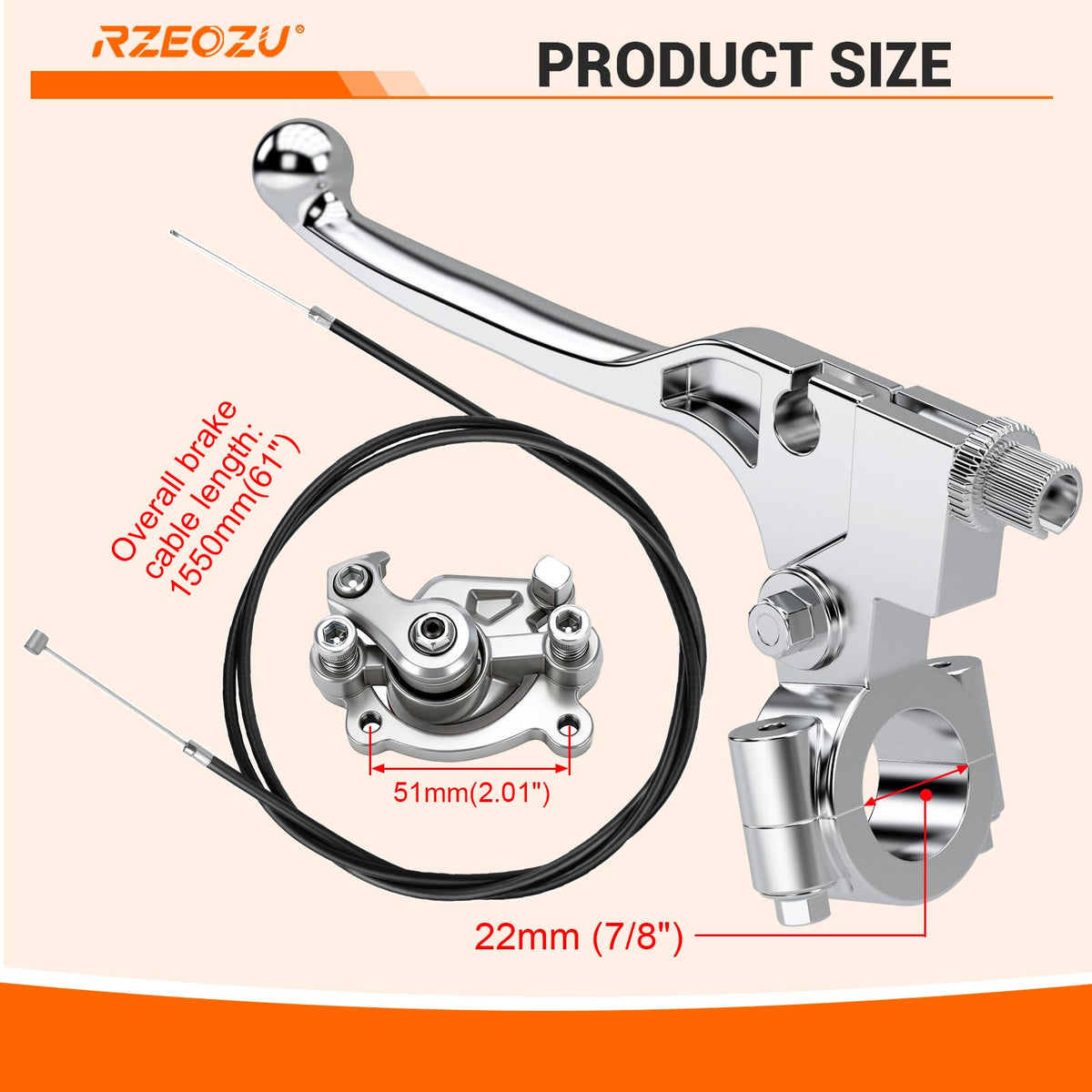 RZEOZU size comparison beside ruler confirming rotor and mount dimensions