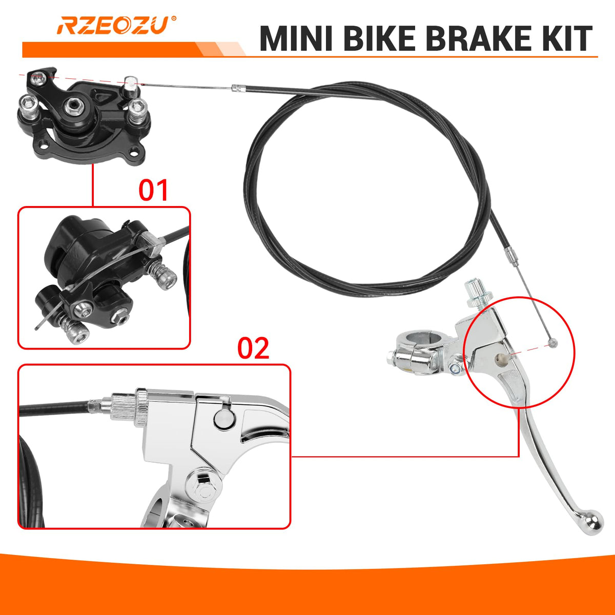 RZEOZU 50-inch throttle cable stretched out to show length for adjustable responsiveness