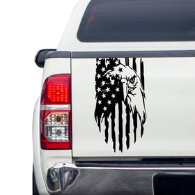Rzuiytye tailgate front view showing bold black eagle decal and clear alignment benefit