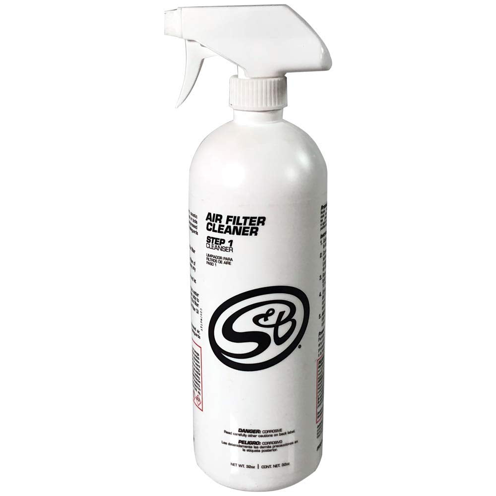 S&B trigger cleaner spraying on foam filter during maintenance for faster cleaning