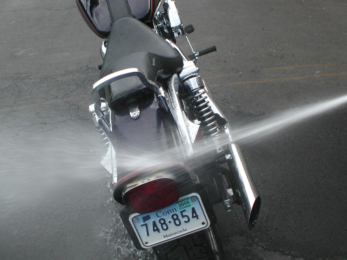 S S100 cleaner in use on motorcycle removing grime for faster detailing