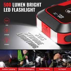 S ZEVZO ET03 LED flashlight active showing bright beam for roadside visibility
