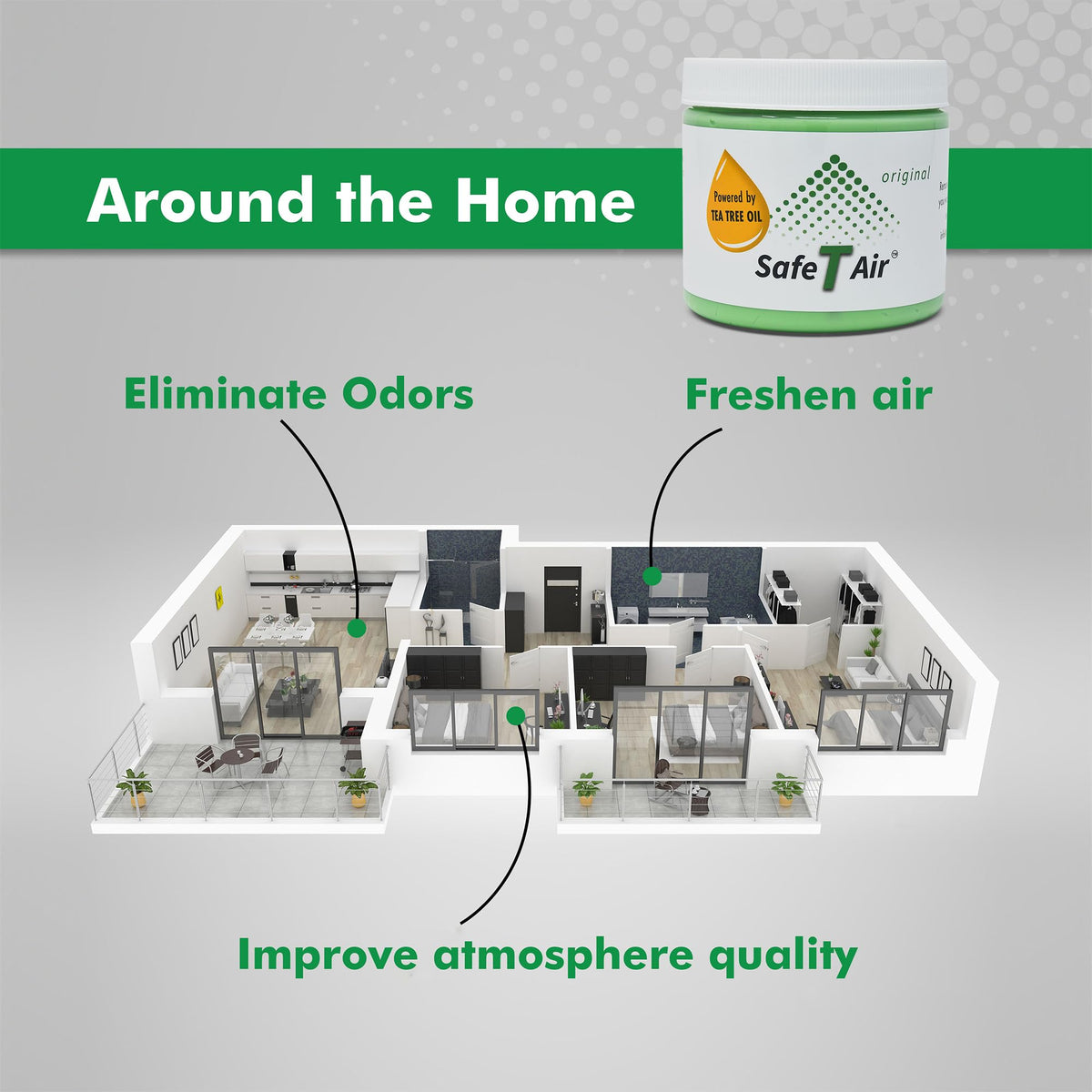 Safe T Air jar on bathroom counter showing discreet odor control and moisture resistance