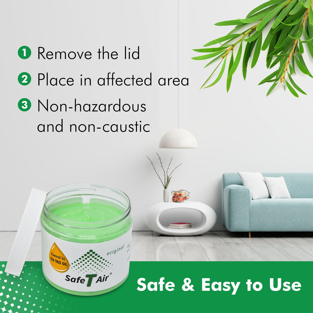 Safe T Air jar in car cupholder demonstrating compact placement and continuous freshness