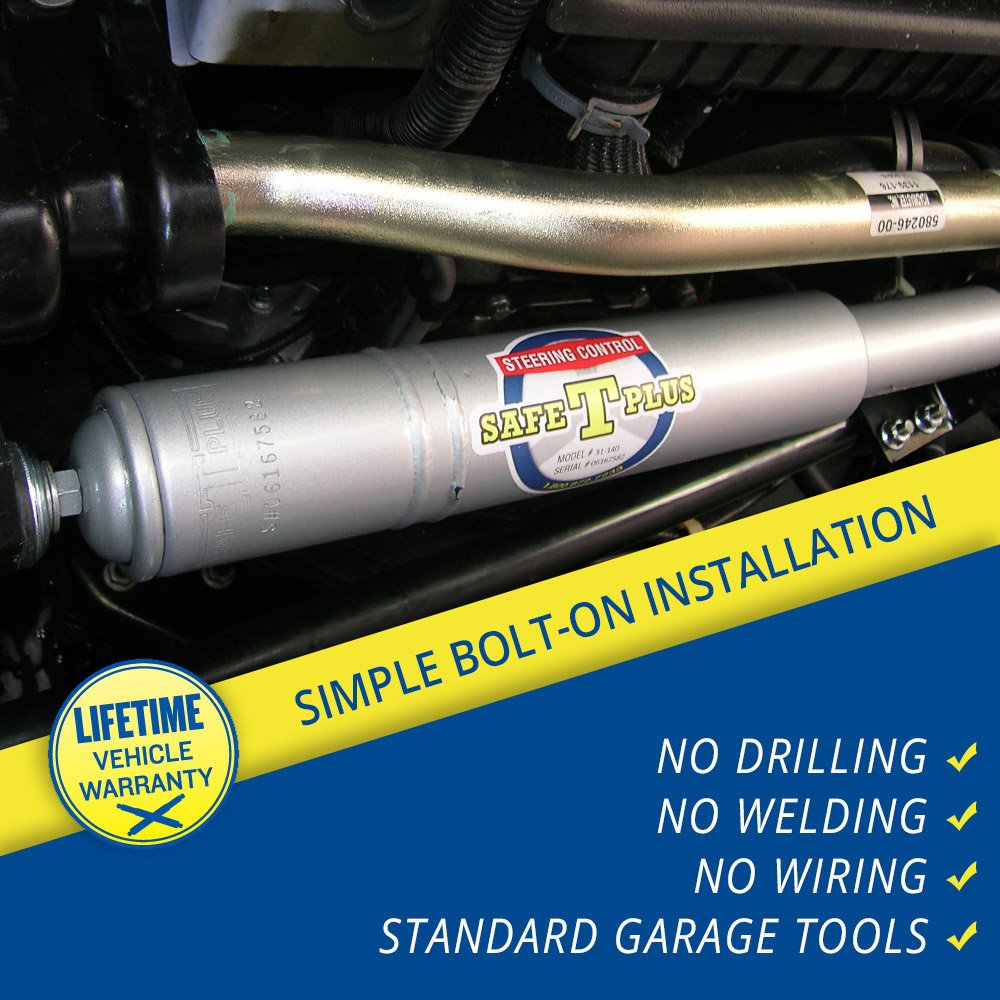 Safe-T-Plus installed on an RV front suspension demonstrating improved steering control