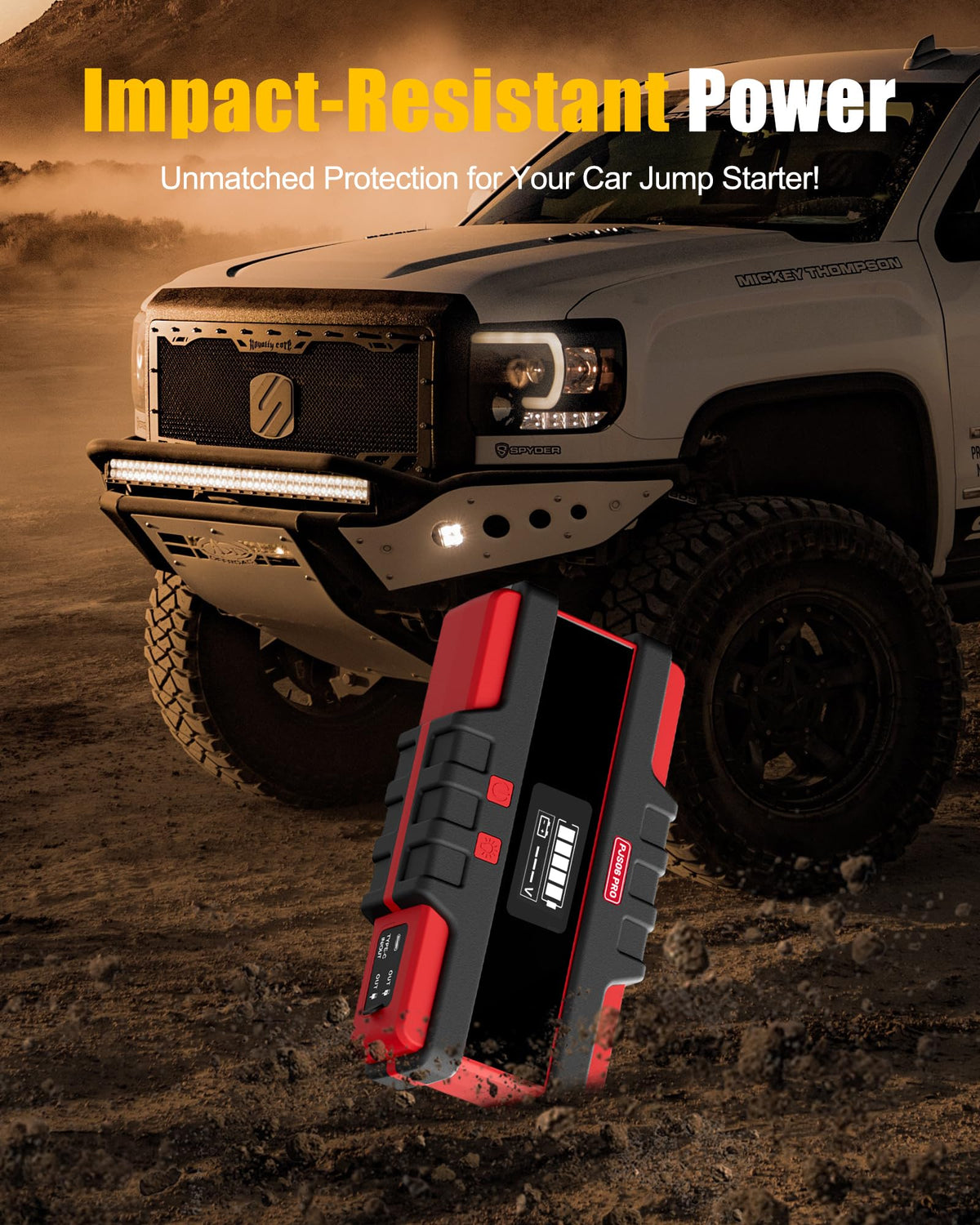 SAFEMATE red flashing warning lights active to increase visibility during roadside work