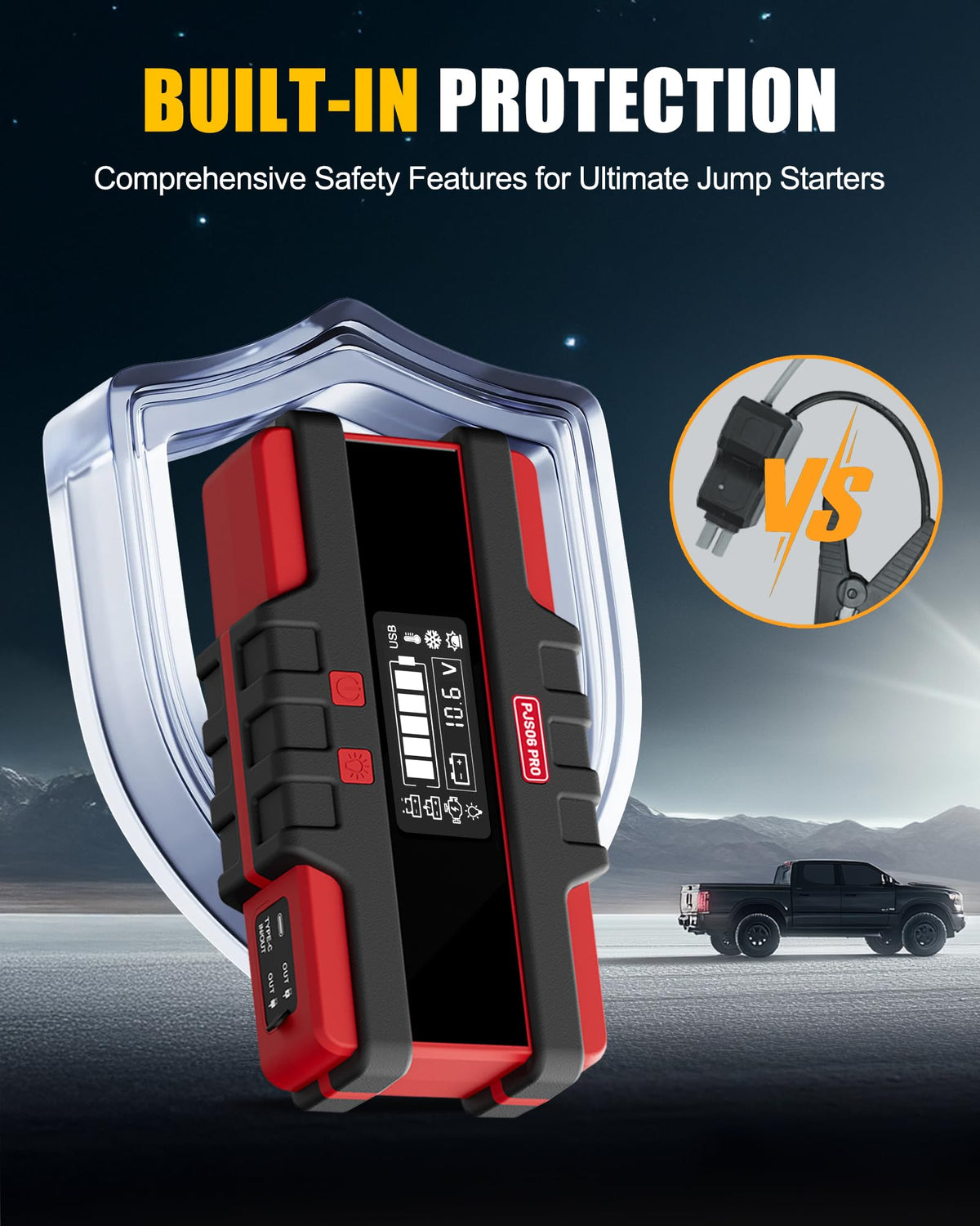 SAFEMATE heavy-duty clamps attached to battery terminal offering reliable connection