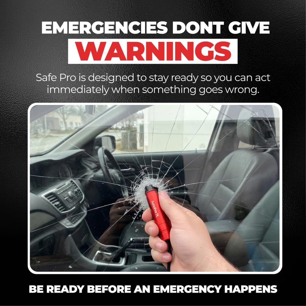 SafePro X seatbelt cutter detail highlighting safe, quick strap cutting