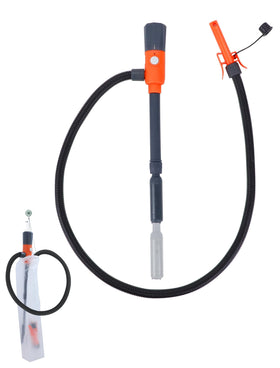 Safetect pump front view showing controls and ergonomic handle for easy handheld transfers
